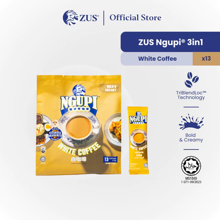 ZUS NGUPI® 3in1 Instant Coffee - White Coffee - 13 Sticks
